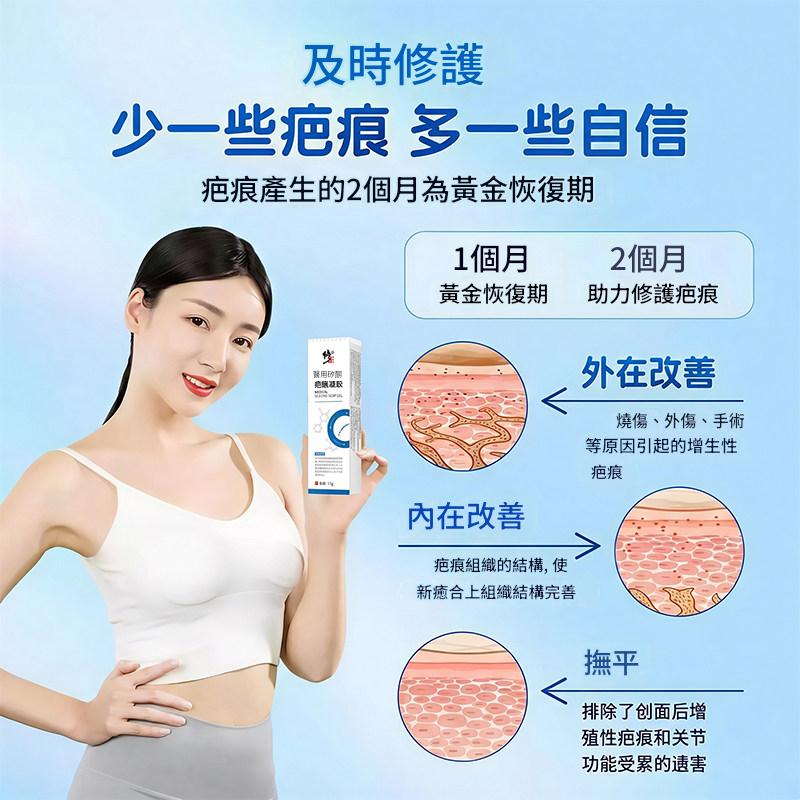 修正醫用矽酮祛疤膏，用於燒傷燙傷、手術疤痕、去除增生修復凝膠